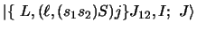 $ \left \vert \{~L , (\ell , (s_1 s_2) S ) j \}
J_{12} , I ;~J \right\rangle $