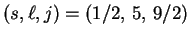 $(s,\ell,j)=(1/2,\,5,\,9/2)$