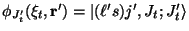 $
\phi_{J'_ t} (\xi_t , {\bf r}' ) =
\vert ( \ell' s) j' , J_t ; J'_ t\rangle
$