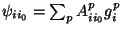 $\psi _{ii_0}
= \sum_p A^p_{ii_0} g^p_{i}$