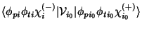 $\displaystyle \langle \phi_{pi}\phi_{ti}\chi_i^{(-)} \vert {\cal V}_{i_0} \vert
\phi_{p{i_0}}\phi_{t{i_0}}\chi_{i_0}^{(+)} \rangle$