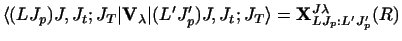 $\displaystyle \langle (L J_p)J, J_t ; J_T \vert {\bf V}_\lambda \vert
(L' J'_ p)J , J_ t ; J_T\rangle
=
{\bf X}^{J \lambda}_{LJ_p :L' J'_ p} (R)$